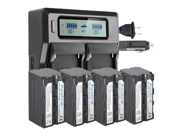 Power2000 4x Sony NP-F760 7.4V 4400mAh Lithium-Ion Battery with Dual Bay LCD Charger