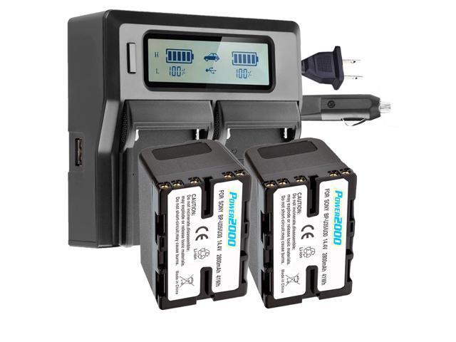 Power2000 2x Sony BP-U35 14.4V 2800mAh 41Wh Lithium-Ion Battery with Dual Bay LCD Charger