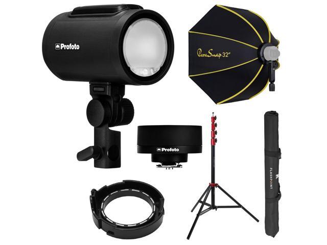Profoto A2 Off Camera Flash Head and Connect Wireless Transmitter Kit for Nikon Cameras with Fp light stand 9.5' air cushnd, Glow parasnap...