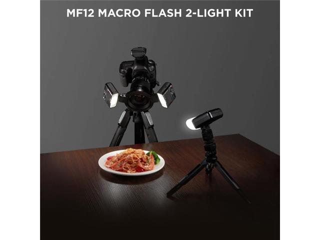 Flashpoint MF12 Macro Flash 2-Light Kit, R2 2.4GHz Wireless Control Off Camera Flash, Built-In 3.7V/6.29W Lithium Battery, Color Effects Set and...