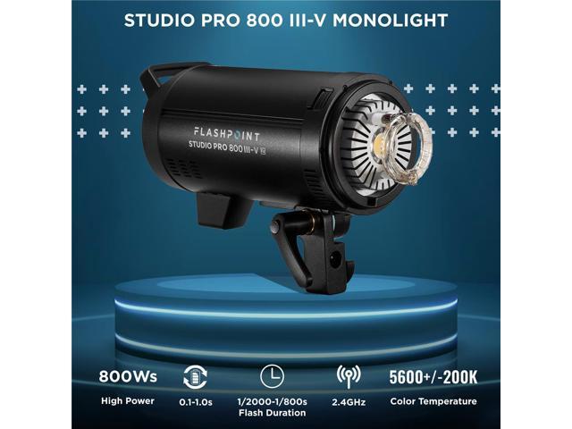 Flashpoint Studio Pro 800 III-V 800Ws R2 Monolight Strobe Flash with 30W LED Modeling Lamp, Bowens Mount Strobe Light for Photography, R2 2.4GHz...