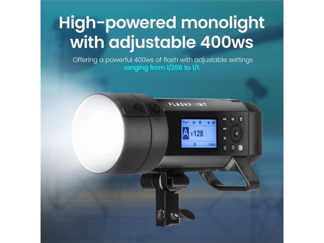 Flashpoint XPLOR 400 PRO TTL Li-ion Battery-Powered HSS Strobe Light with Built-in R2 2.4GHz, Bowens Mount 400w Wireless Monolight with 390...