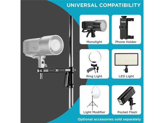 Flashpoint RB-PG Steel Wheeled Pistol Grip Heavy Duty Light Stand for Photography w/Sliding Arm & Chrome-Plated Column Stand, Max. Height 6.5' Max....