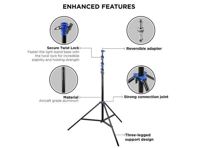 Flashpoint 13' Blue Color Coded Pro Air Cushioned Heavy Duty Light Stand for Photography, Lightwight, Portable and Durable Photography Light Stand...
