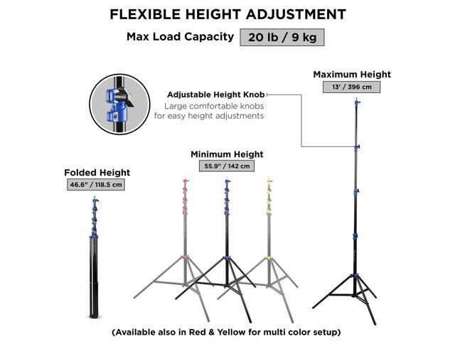 Flashpoint 13' Blue Color Coded Pro Air Cushioned Heavy Duty Light Stand for Photography, Lightwight, Portable and Durable Photography Light Stand...