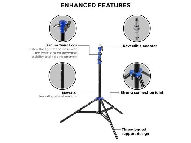 Flashpoint 7.2' Blue Color Coded Pro Air Cushioned Heavy Duty Light Stand for Photography, Lightwight and Durable Portable Photography Light Stand...