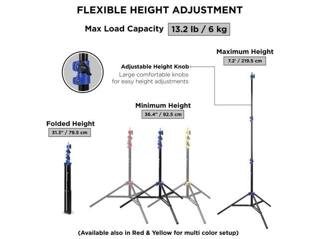 Flashpoint 7.2' Blue Color Coded Pro Air Cushioned Heavy Duty Light Stand for Photography, Lightwight and Durable Portable Photography Light Stand...