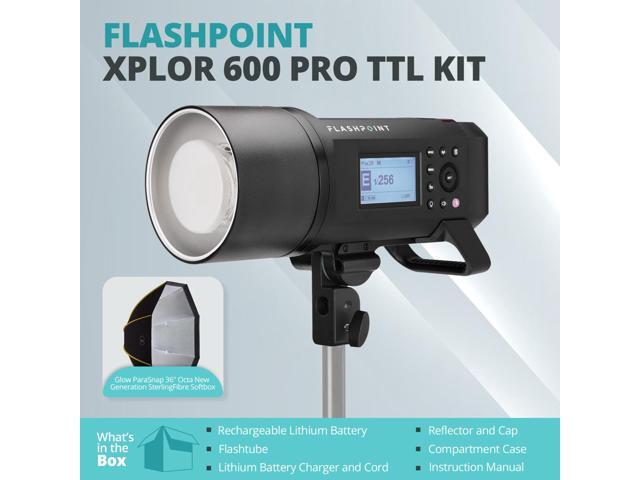 Flashpoint XPLOR 600PRO TTL R2 Monolight Kit With Glow ParaSnap 36' Softbox