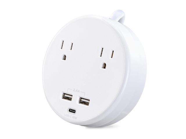 CyberPower P205UC 2-Outlet Round Surge Protector with 2x USB-A and 1x USB-C Port, White