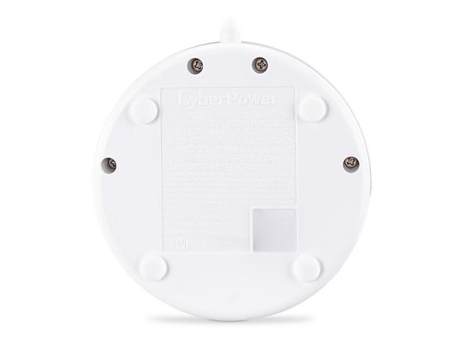 CyberPower P205UC 2-Outlet Round Surge Protector with 2x USB-A and 1x USB-C Port, White