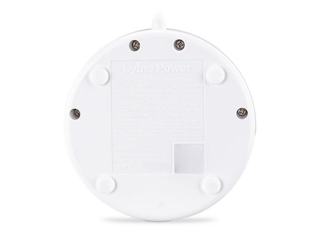 CyberPower P205UC 2-Outlet Round Surge Protector with 2x USB-A and 1x USB-C Port, White