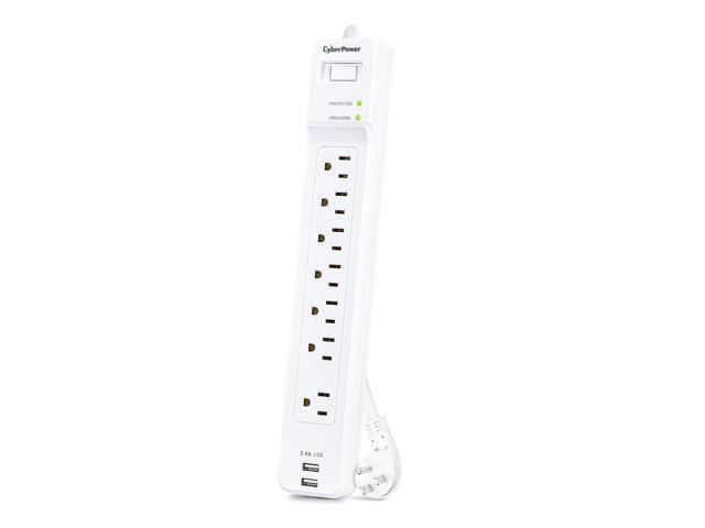 CyberPower P704URC1 7-Outlet Surge Protector with 2x USB-A Port, White