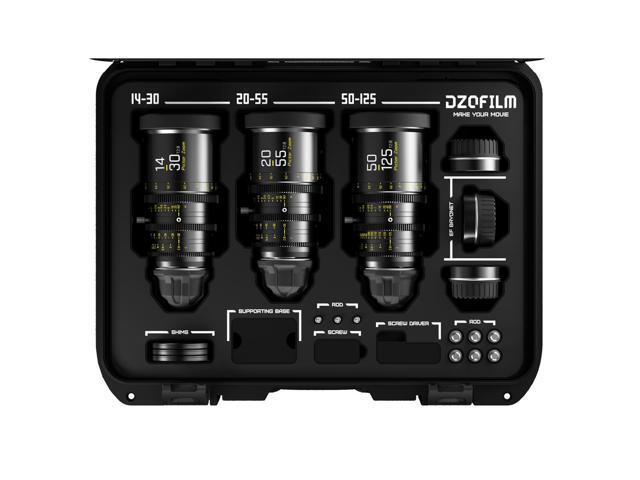 DZOFILM Pictor Super35 Parfocal Cine 3-Lens Kit with 14-30mm, 22-55mm, 50-125mm T2.8 Lens for PL Mount and Canon EF, Black