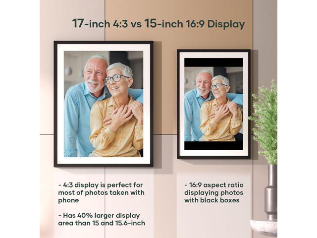 Cozyla 17' HD Wi-Fi Touchscreen Digital Picture Frame, Black with White Mat