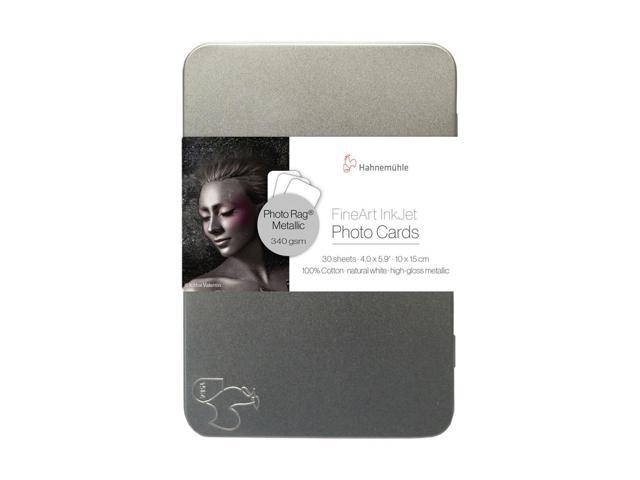 Hahnemuhle Photo Rag Metallic Inkjet Photo Cards, Natural White, High-Gloss Metallic Finish, 340gsm, 4x5.9', 30 Sheets