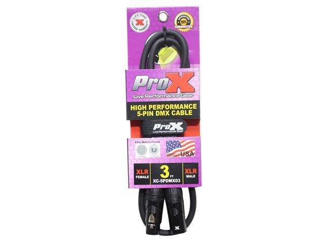 ProX XC-5PDMX03 3 Ft. DMX XLR5-M to XLR5-F High Performance Cable