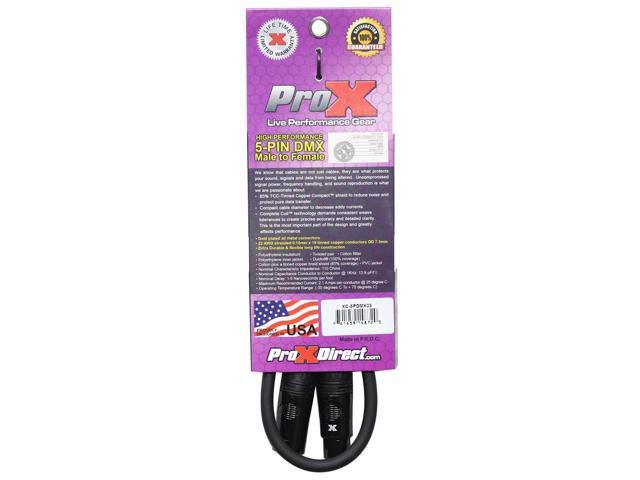 ProX XC-5PDMX03 3 Ft. DMX XLR5-M to XLR5-F High Performance Cable