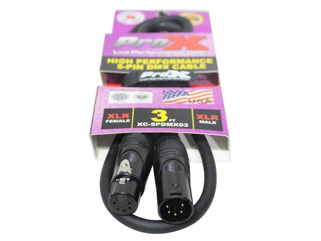 ProX XC-5PDMX03 3 Ft. DMX XLR5-M to XLR5-F High Performance Cable