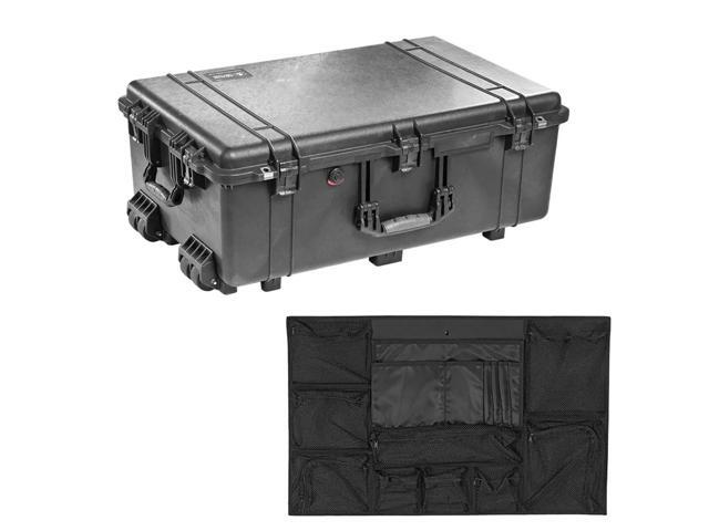 Pelican 1650 Protector Watertight Wheeled Hard Case without Foam Insert, Black, Bundle with PC1659 Lid Organizer