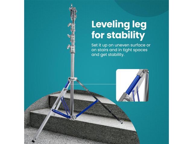 Flashpoint Flashpoint Heavy Duty 13.3ft High Cine Stand Pro with Leveling Leg and Combo Head, Silver, Max Load 39.7lb/18kg