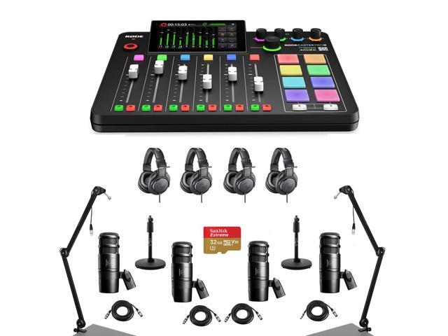 Rode RODECaster Pro II Integrated Audio Production Studio Console Bundle with 4x AT2040 Mic, 4x ATH-M20x Headphones, 2x Broadcast Arm, 2x Mic...