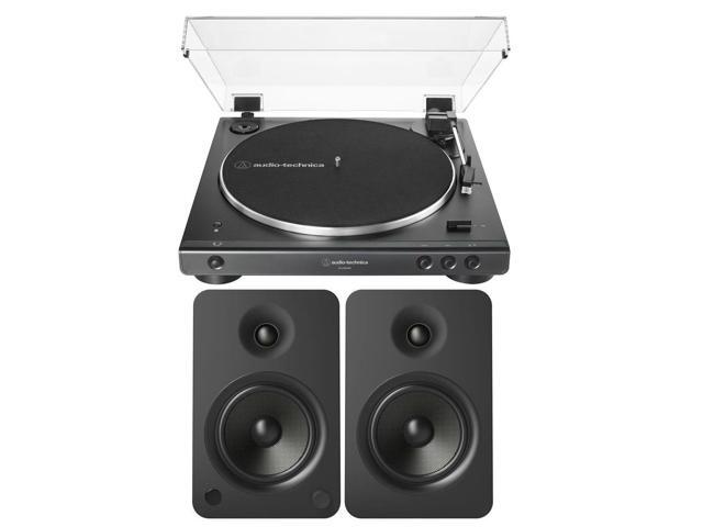 Audio-Technica AT-LP60XBT Fully Automatic Belt-Drive Stereo Turntable, Black - Bundle With Kanto YU6 Powered Speakers with Bluetooth and Phono Preamp