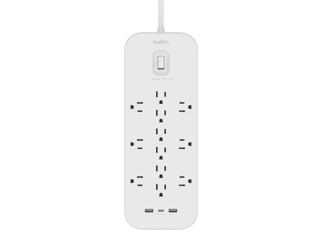 Belkin 12-Outlet Surge Protector with USB Ports and 6' Power Cord, White
