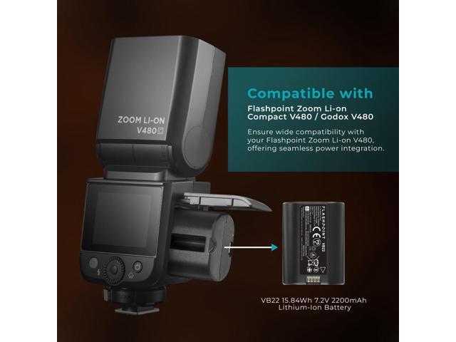 Flashpoint VB22 15.84Wh 7.2V 2200mAh Lithium-Ion Battery for V480 TTL On-Camera Flash