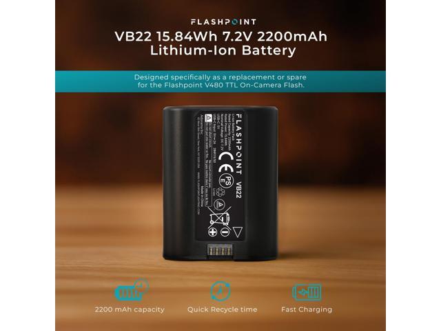 Flashpoint VB22 15.84Wh 7.2V 2200mAh Lithium-Ion Battery for V480 TTL On-Camera Flash