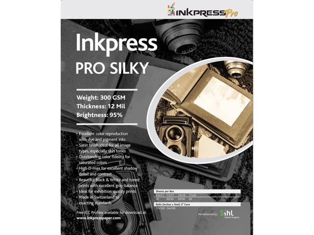Inkpress Pro Silky Photo Paper, 300gsm, 12mil, 95% Bright, 11x14', 50 Sheets