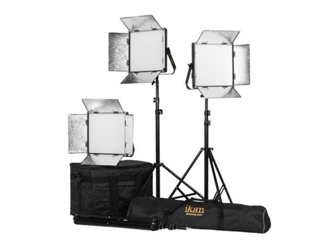 Ikan Lyra 1x1 Daylight 3-Point Soft Panel LED Light Kit, Includes 3x Gold Mount Battery Plate, 3x V-Mount Battery Plate, 3x Yoke Mount, 3x Heavy...
