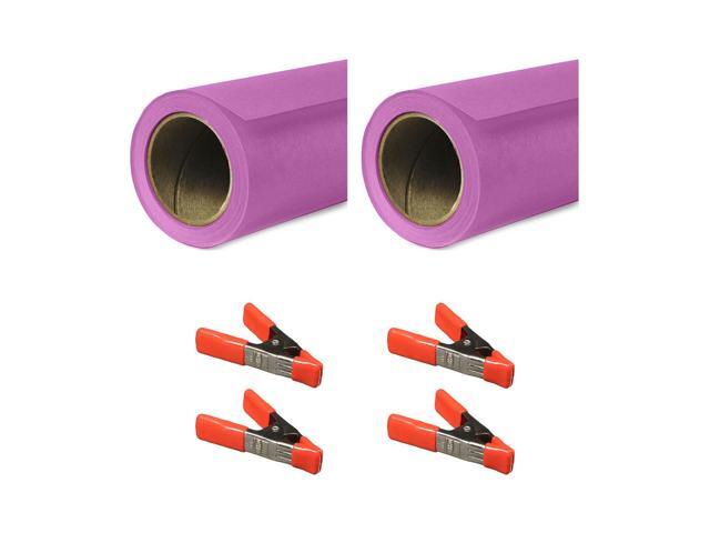 Savage 53'x36' Widetone Seamless Background Paper, Plum, 2-Pack, Bundle with 4x 1-1/4x1' Steel Spring Orange Clamp