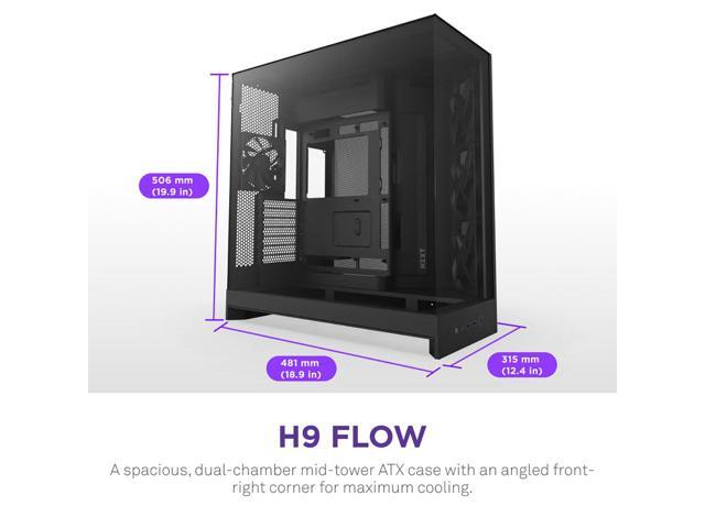 NZXT - H9 Flow 2025 ATX Mid-Tower Dual-Chamber PC Case - Black - image 10