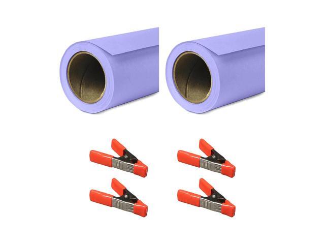 Savage 53'x18' Widetone Seamless Background Paper, Orchid, 2-Pack, Bundle with 4x 1-1/4x1' Steel Spring Clamp, Orange