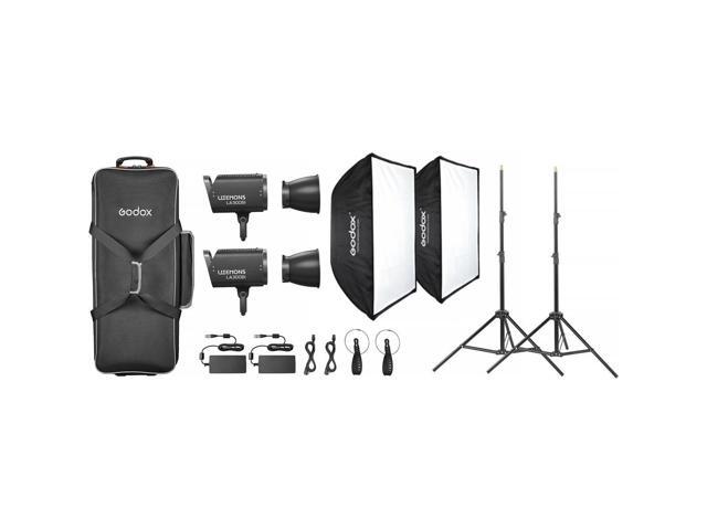 Godox Litemons LA300Bi Bi-Color LED Monolight (2-Light Kit with Stands, Black)