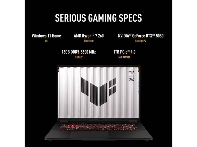 ASUS - TUF Gaming A18 18" FHD+ 144Hz Gaming Laptop - AMD Ryzen 7 with 16GB Memory - NVIDIA GeForce RTX 5050 - 1TB SSD - Jaeger Gray - image 6