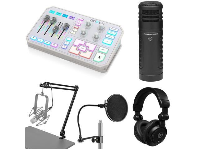 TC Helicon GoXLR 4-Ch USB Streaming Mixer,White, w/TAP500 Mic,TAPH100 Headphones