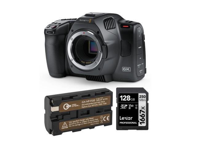 Blackmagic Design Pocket Cinema Camera 6K G2 Bundle with 128GB SDXC Memory Card, Green Extreme Rechargeable Lithium-Ion Battery Pack