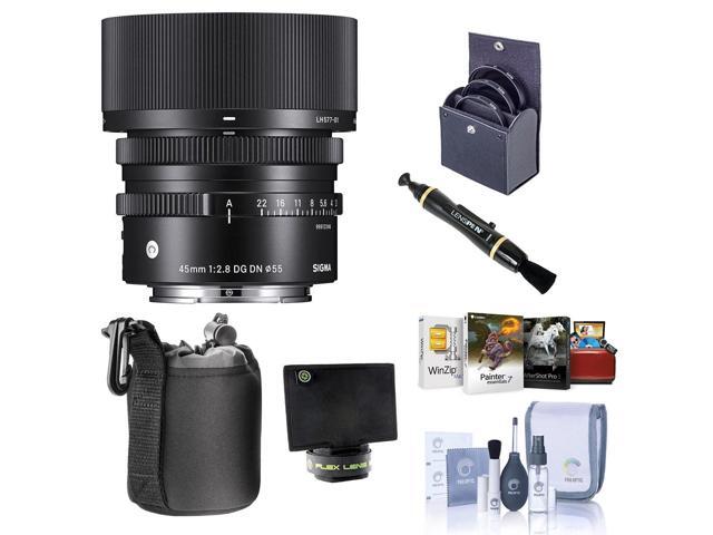 Sigma 45mm f/2.8 DG DN Contemporary Lens for Sony E-Mount Bundle With 55mm Filter Kit, Flex Lens Shade, Lens Pouch, Lens Cleaner, Cleaning Kit,...