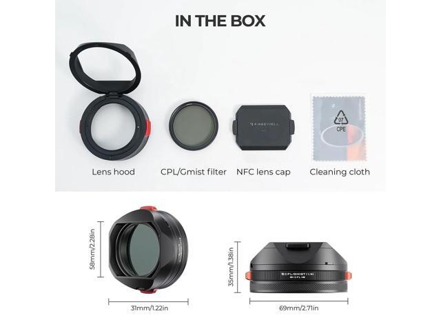 Freewell Real Lens Hood with 49mm CPL/Black Mist 1/4 Filter for Leica Q3 43 Camera, Black