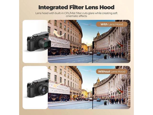 Freewell Real Lens Hood with 49mm CPL/Black Mist 1/4 Filter for Fujifilm X100 Series Camera, Black