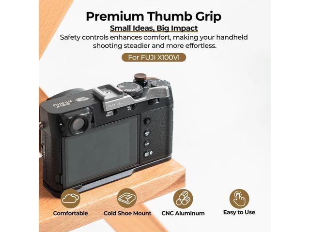 Freewell Thumb Grip with Cold Shoe Mount for Fujifilm X100VI Camera, Silver