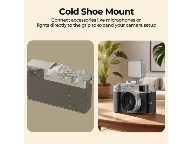 Freewell Thumb Grip with Cold Shoe Mount for Fujifilm X100VI Camera, Silver