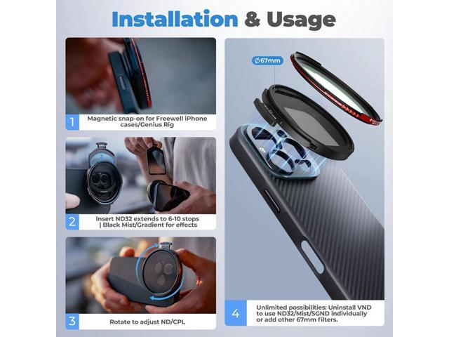 Freewell Pro Hybrid Magnetic Filter Kit for iPhone Case and Genius Rig Cage