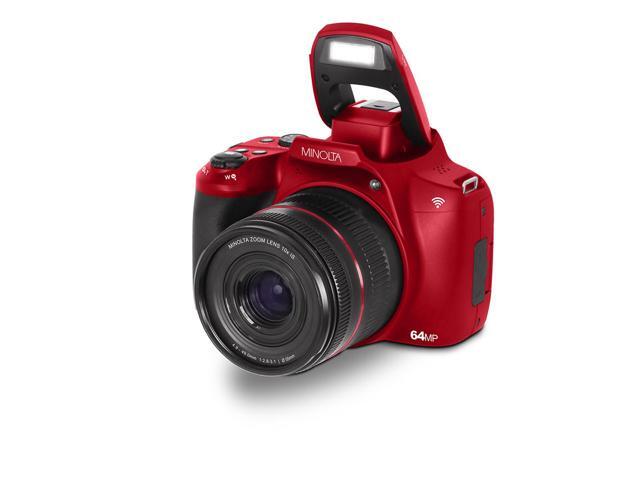 Minolta 64 Mega Pixels Auto Focus Digital Camera with 10x Optical Zoom, 4K Ultra HD Video and Macro Shooting, Red
