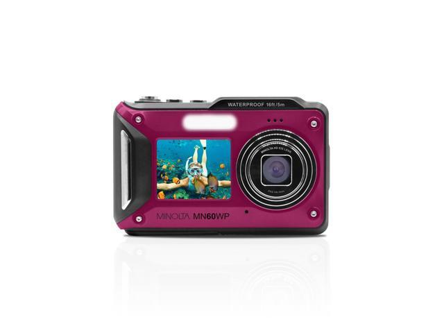 Minolta Minolta MN60WP Waterproof Dual Screen Digital Camera, Magenta