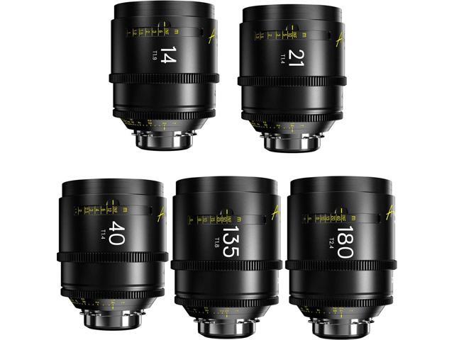 DZOFILM Arles Prime Cine 5-Lens Kit with 14mm T1.9, 21mm, 40mm T1.4, 135mm T1.8 and 180mm T2.4 Lens for PL Mount, Black
