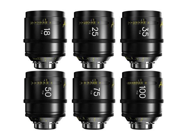DZOFILM Arles Prime Cine 6-Lens Kit with 18mm, 25mm, 35mm, 50mm, 75mm & 100mm T1.4 Lens for PL Mount, Feet