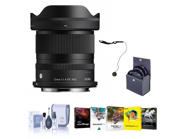Sigma 12mm f/1.4 DC Contemporary Lens for Canon RF, Bundle with 62mm Filter Kit, PC Software Kit, Cap Keeper and Cleaning Kit