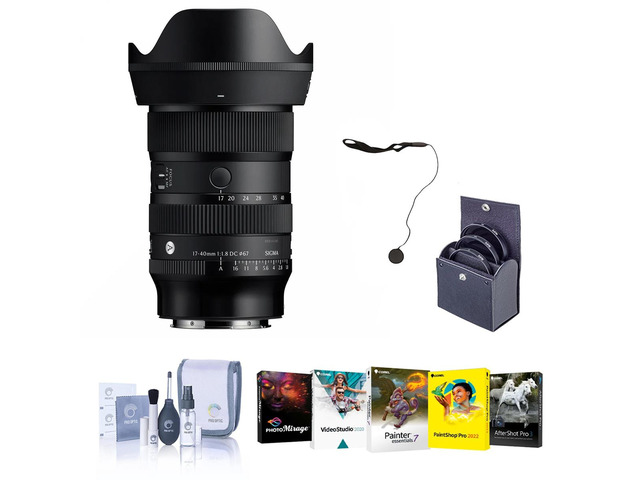 Sigma 17-40mm f/1.8 DC Art Lens for L Mount, Bundle with 67mm Filter Kit, PC Software Kit, Cap Keeper and Cleaning Kit